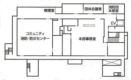 消防庁舎の配置図（4階）