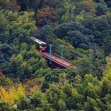 山間を走る旧男山ケーブルカー