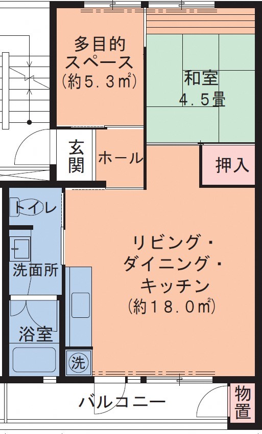 B18棟301号室の平面図