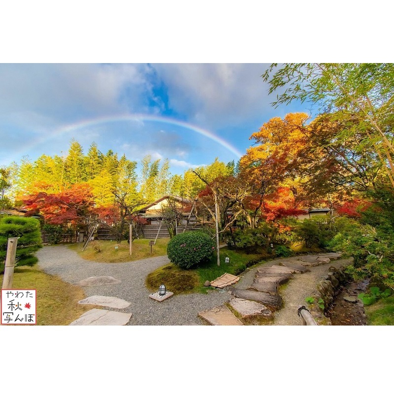松花堂庭園と虹の写真