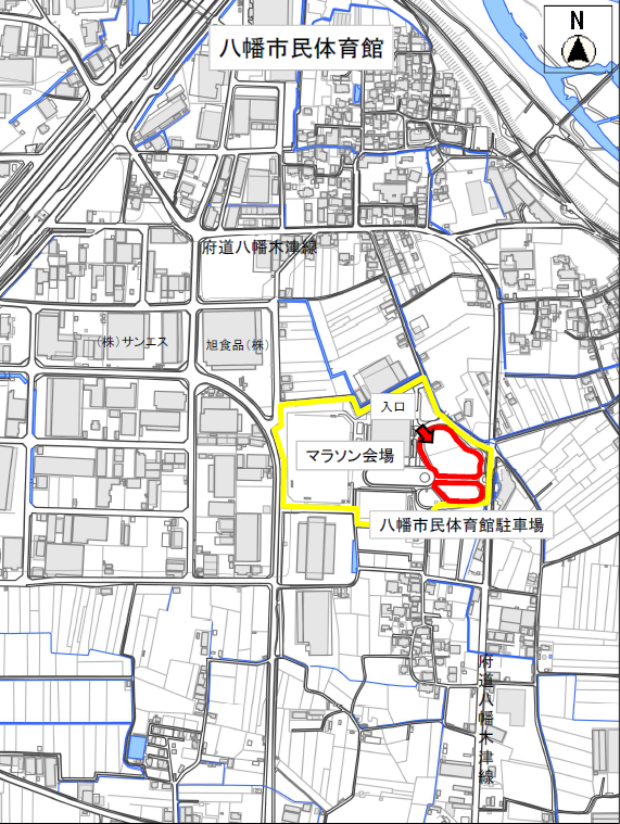 八幡市民体育館駐車場案内図