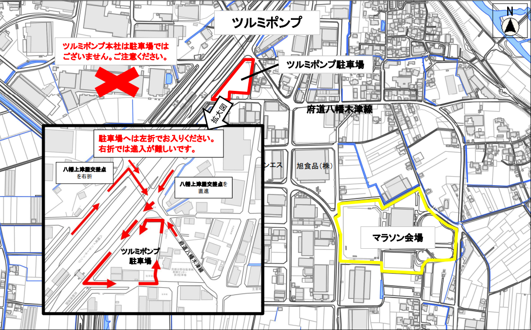 ツルミポンプ駐車場案内図