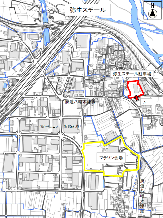弥生スチール駐車場案内図